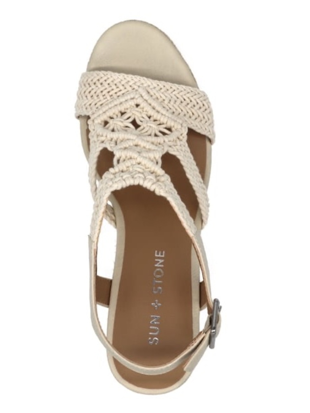 Sun + Stone Crochet Wedge Sandals Ivory Coastal Boho 11 - Picture 4 of 14